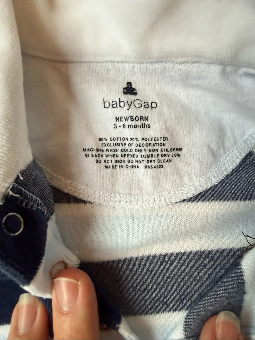 Babygap Striped Navy & Light Blue Baby One-Piece Velour